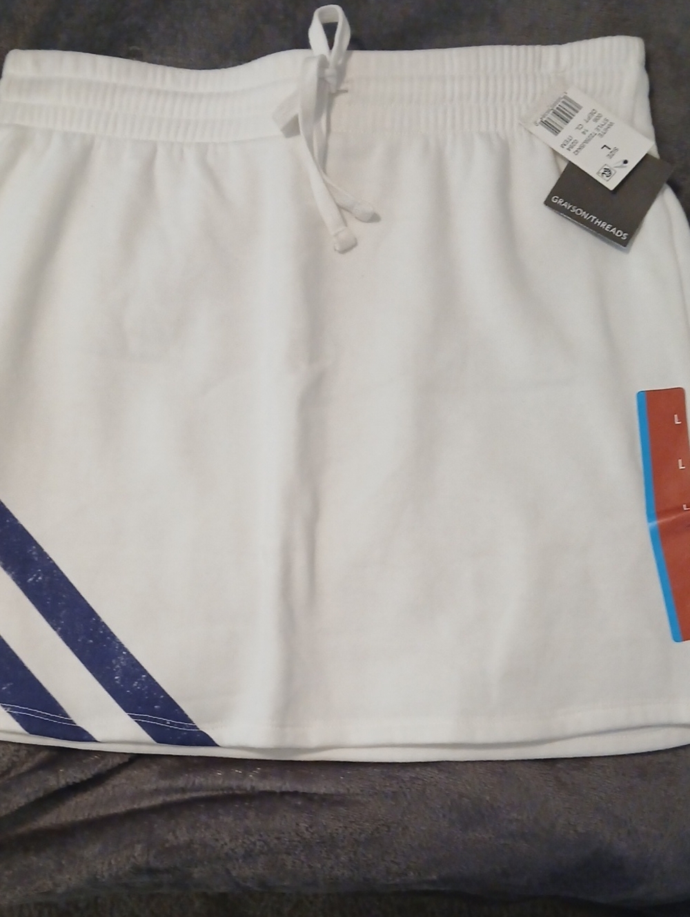 Grayson Threads White Mini Skirt with Blue Accent